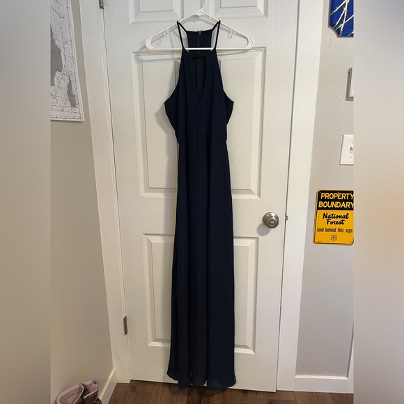 Lulu’s Beauty and Grace Keyhole Navy Maxi Dress, W’s size Medium - Picture 3 of 9